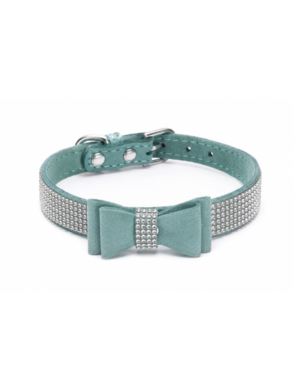 Blue Rhinestone Bow Collar Medium - Picture 2 of 5